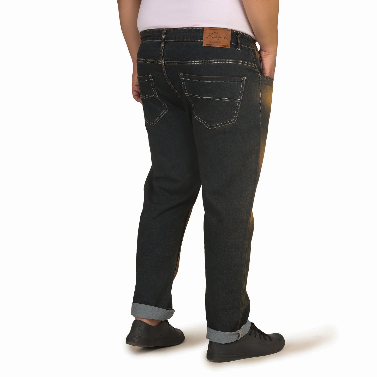 Kagad Men Plus Size Regular Fit Blue Mustard Tint Denim Jeans - Style Code "KGDJN-408001