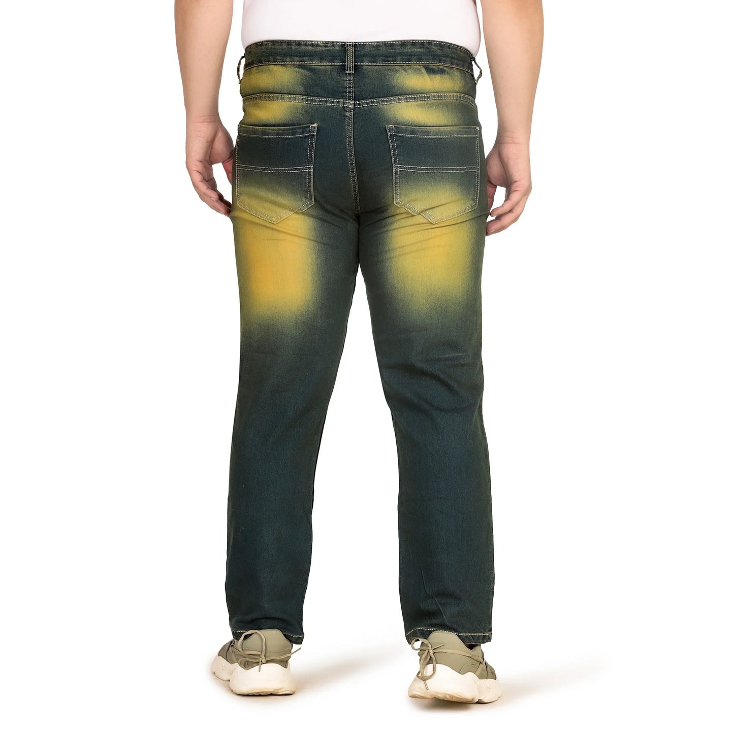 Kagad Men Plus Size Regular Fit Navy Yellow Tint Denim Jeans - Style Code "KGDJN-408022