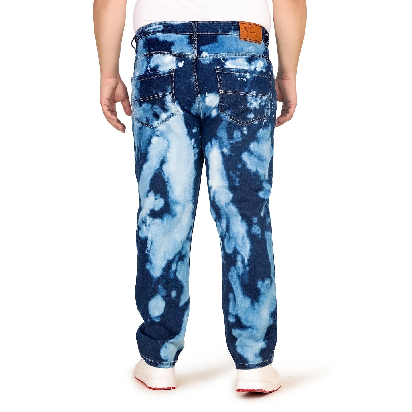 Kagad Men Plus Size Regular Fit Navy Light Blue Blasted Denim Jeans - Style Code "KGDJN-408021