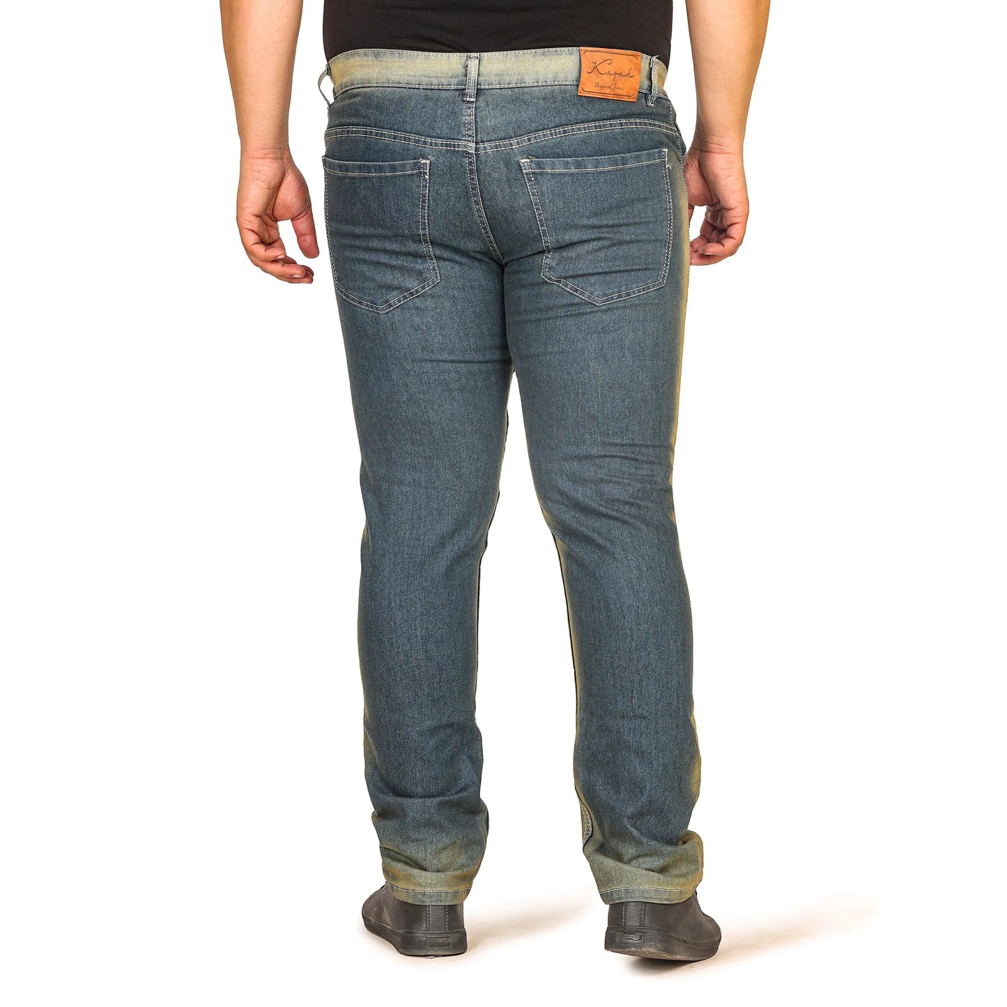 Kagad Men Plus Size Regular Fit Navy Yellow Tint Denim Jeans - Style Code "KGDJN-408008