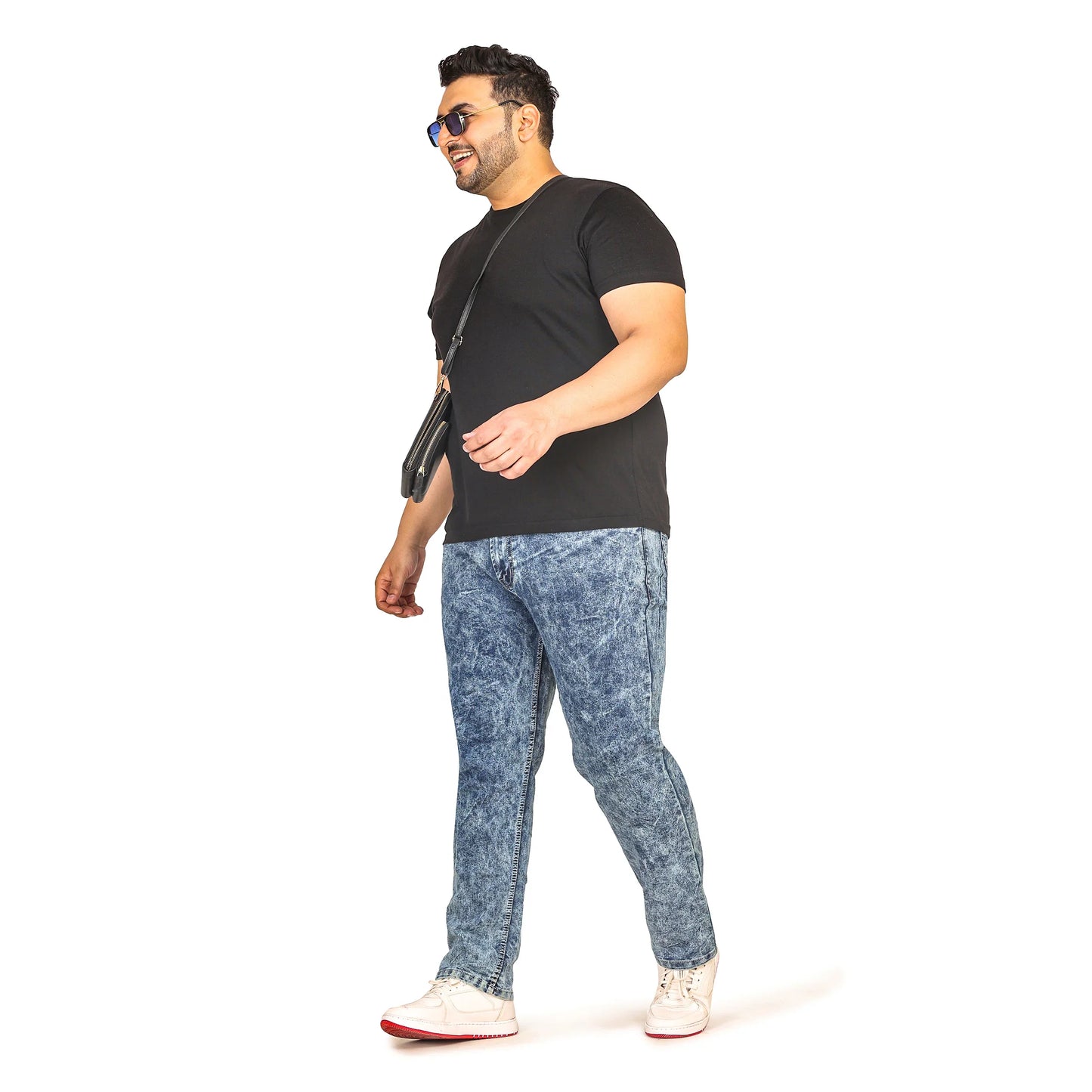 Kagad Men Plus Size Regular Fit Mid Blue Ice Washed Denim Jeans - Style Code "KGDJN-408007