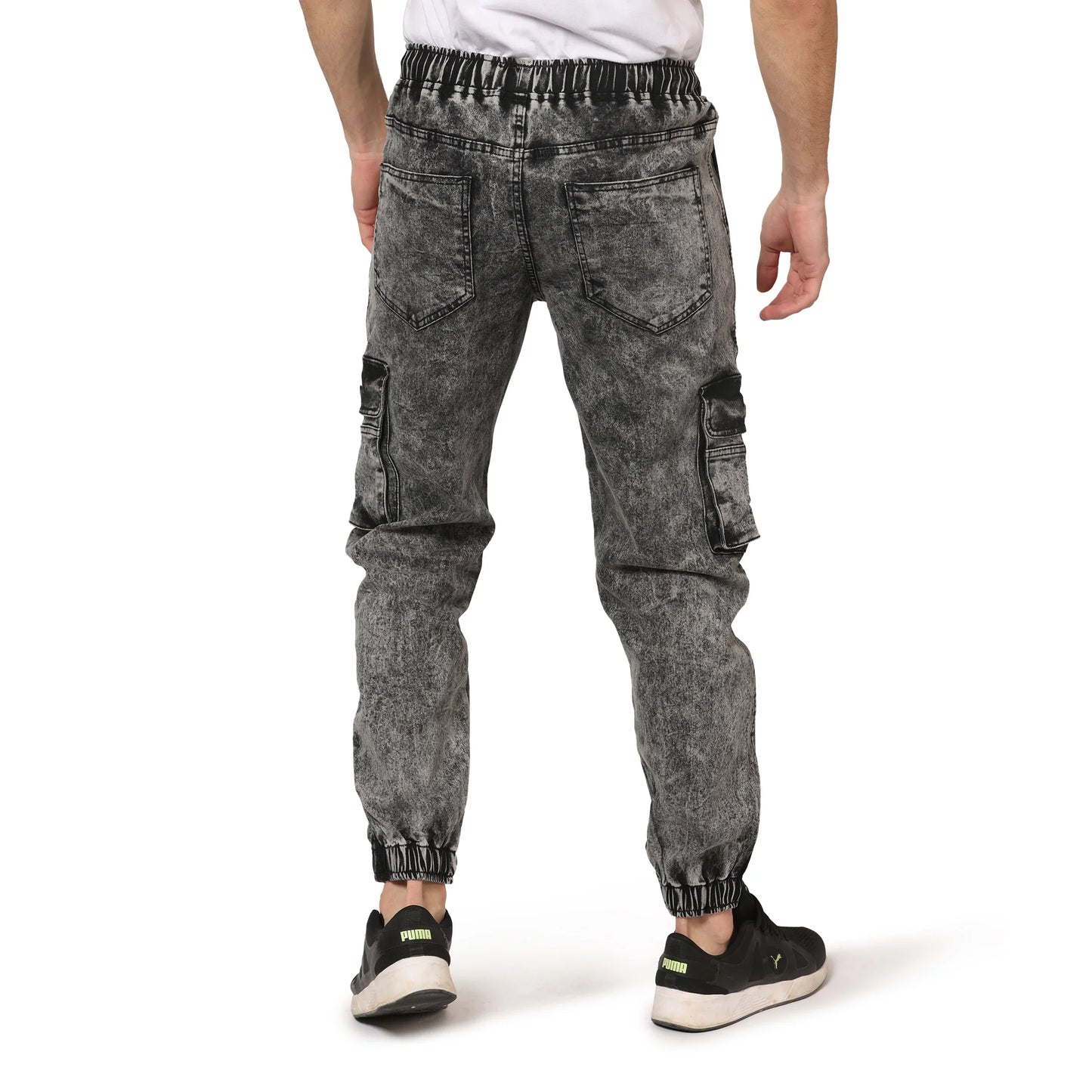 Abfy Zoo Men Regular Fit Textured Grey Denim Jeans Jogger - Style Code "KGDJGR-401005