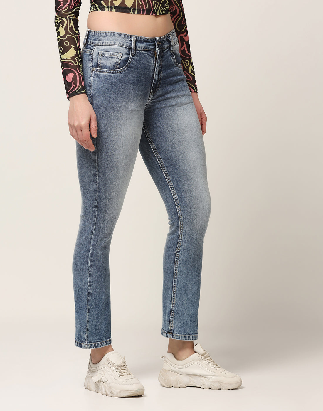 Kagad Womens High Rise Boot Cut Blue Denim Jeans - Style Code "KGDJNS-404028