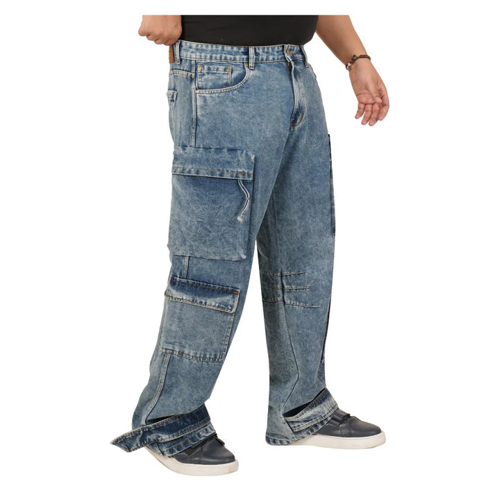 Men's Plus Size Denim Cargo KGDCR-406094
