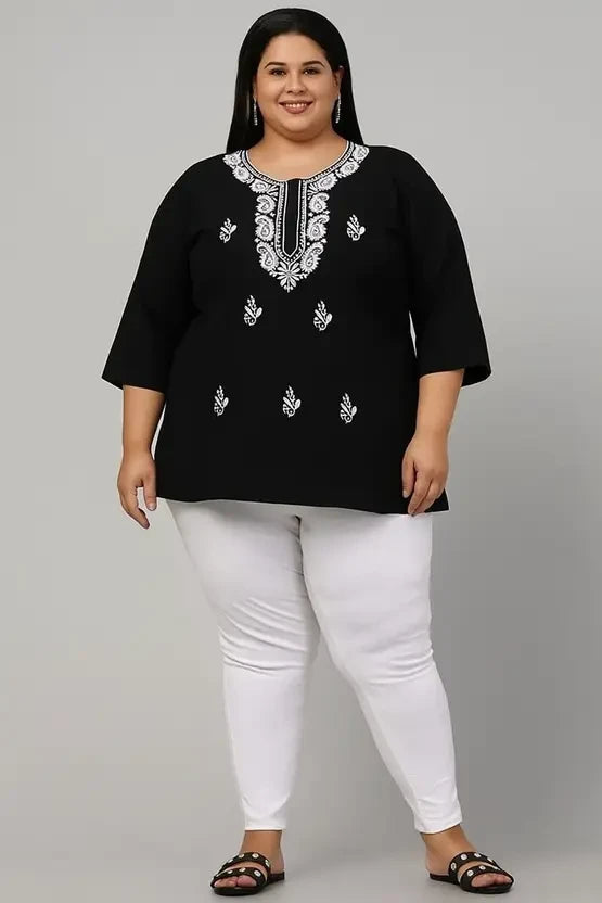 100 Zoo Women's Cotton Kurti with Intricate Embroidery Pack of Two