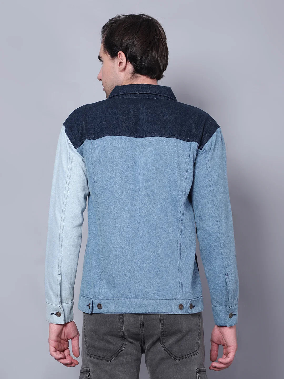 Kagad Men Regular Fit Indigo Color Block Denim Jacket - Style Code "KGDJKT-403077