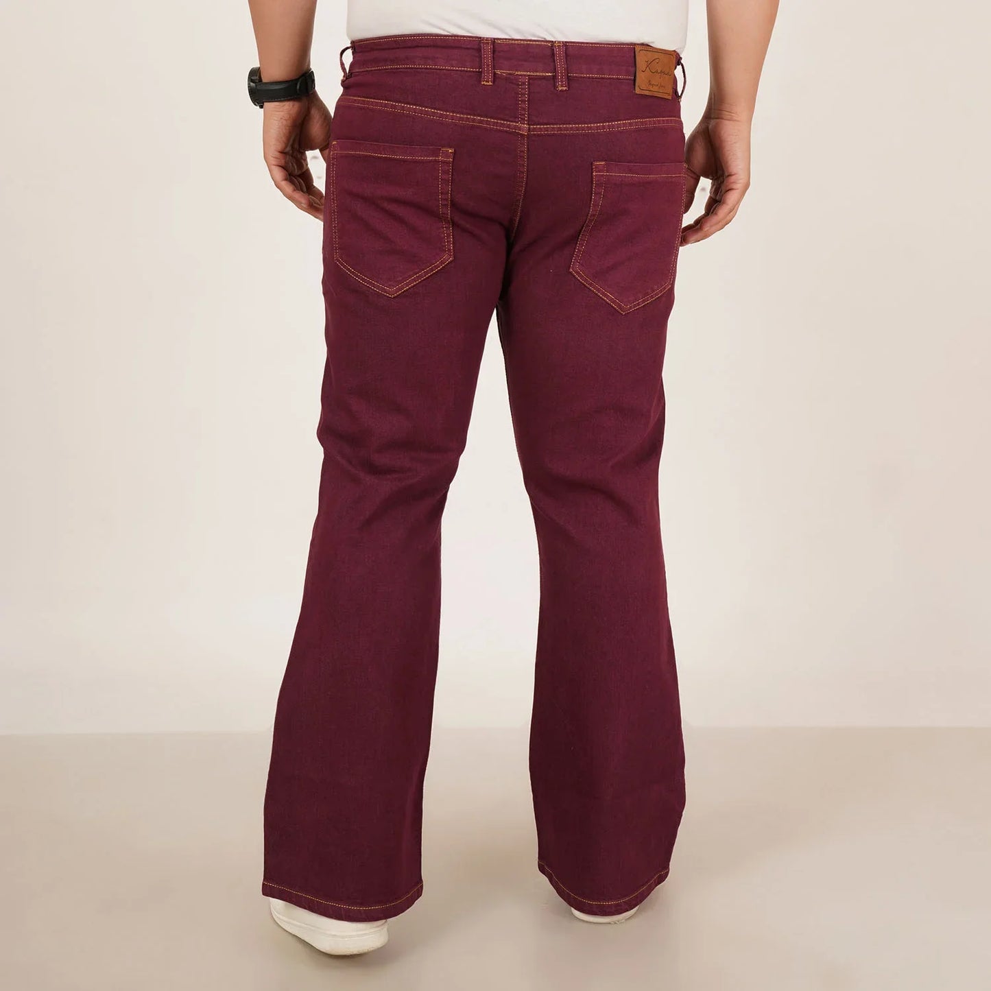 Kagad Mens Plus Size Boot Fit Garnet Red Color Denim Jeans - Style Code "KGDJN-406015