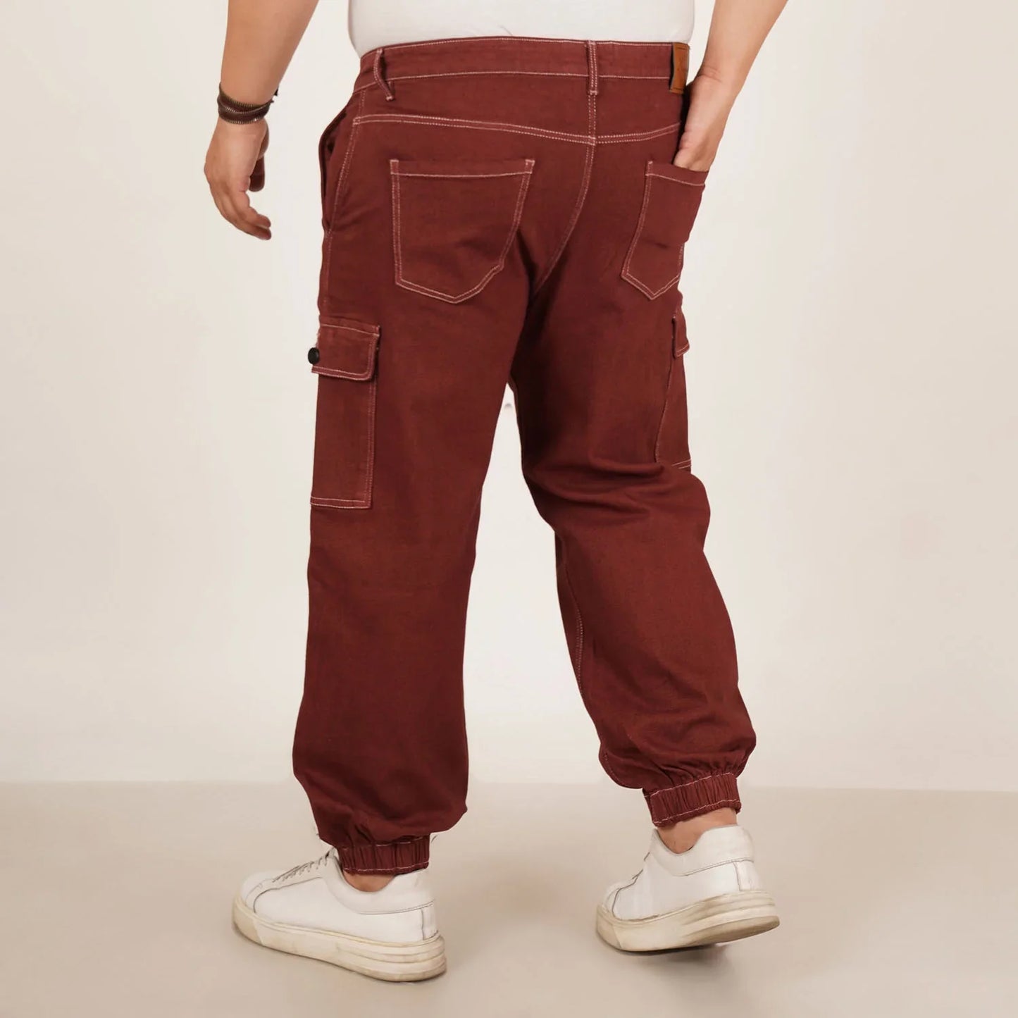 Abfy Zoo Mens Plus Size Loose Fit Copper Red Color Denim Jogger - Style Code "KGDJGR-406070