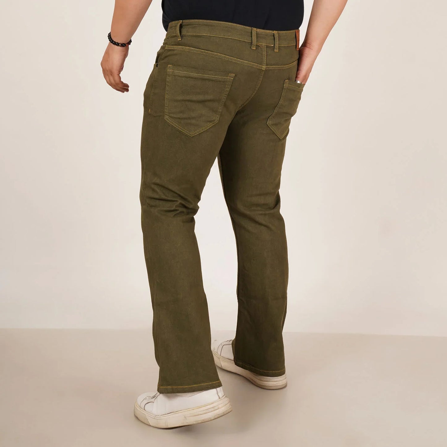 Kagad Mens Plus Size Boot Fit Army Green Color Denim Jeans - Style Code "KGDJN-406018