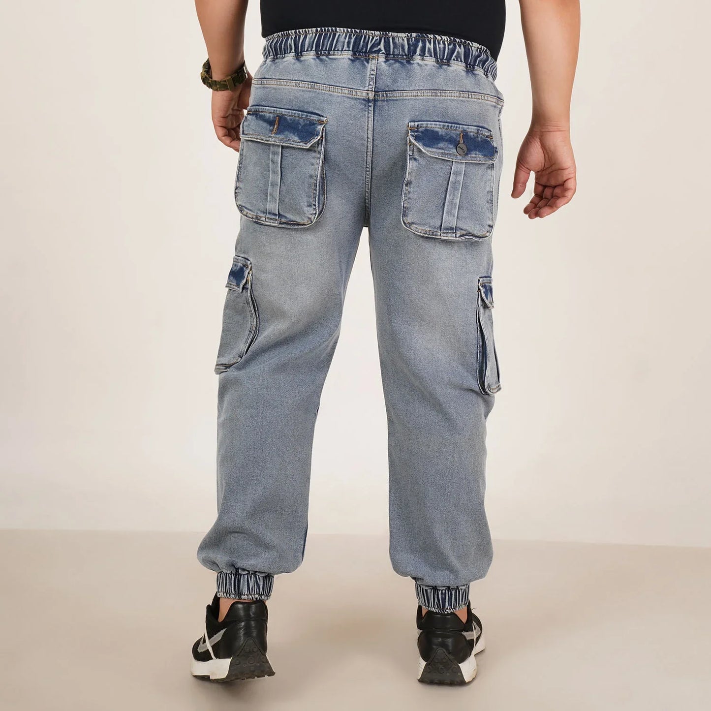 Abfy Zoo Mens Plus Size Loose Fit Water Blue Color Denim Jogger - Style Code "KGDJGR-406062