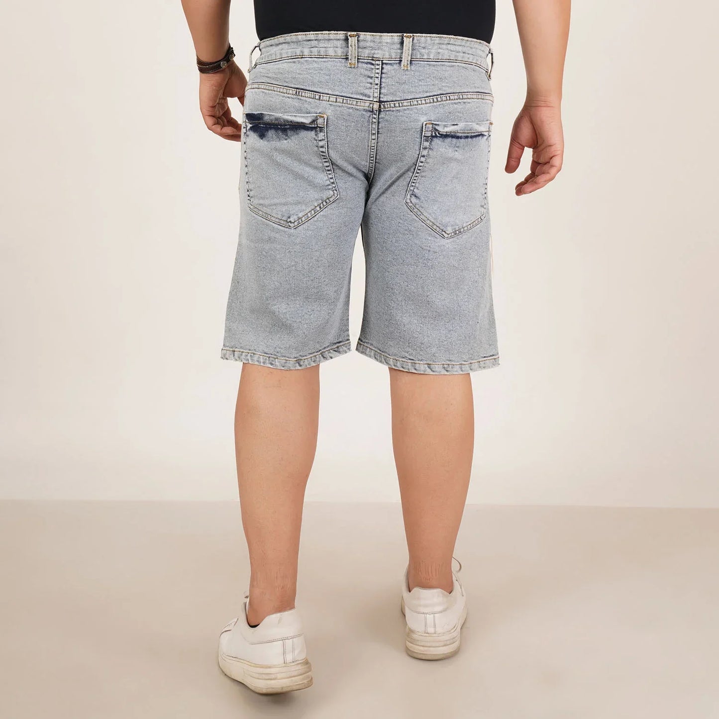 Kagad Mens Plus Size Loose Water Blue Color Denim Short - Style Code "KGDST-406081