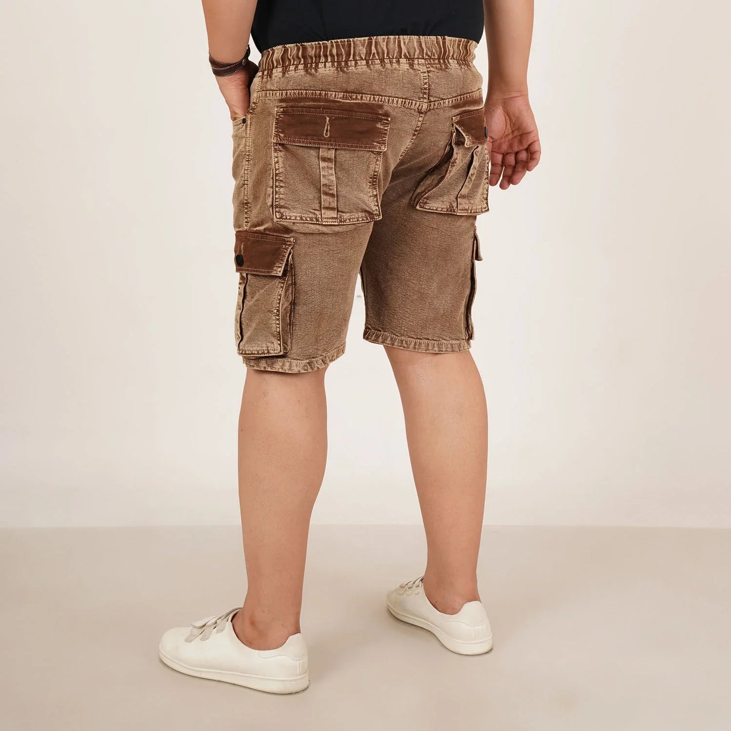 Kagad Mens Plus Size Loose Fit Rust Color Denim Cargo Pocket Short - Style Code "KGDST-406077