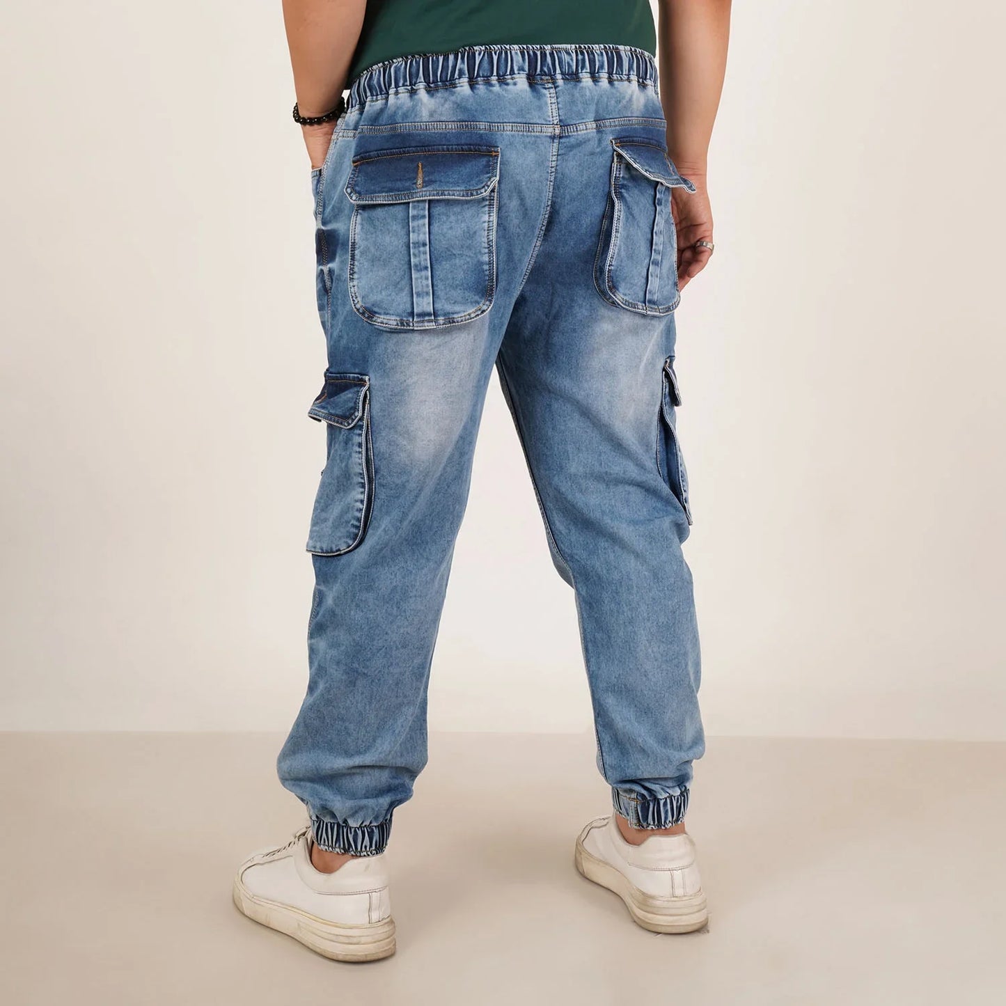 Abfy Zoo Mens Plus Size Loose Fit Light Blue Tint Color Denim Jogger - Style Code "KGDJGR-406059