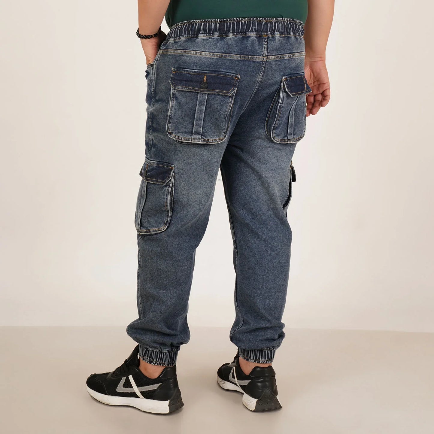 Abfy Zoo Mens Plus Size Loose Fit Faded Blue Tint Color Denim Jogger - Style Code "KGDJGR-406055