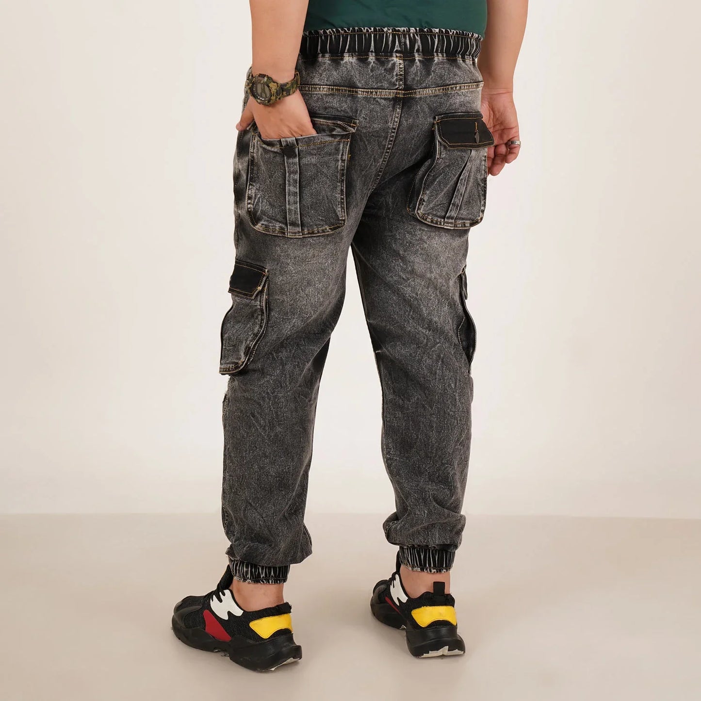 Abfy Zoo Mens Plus Size Loose Fit Charcoal Grey Color Denim Jogger - Style Code "KGDJGR-406054