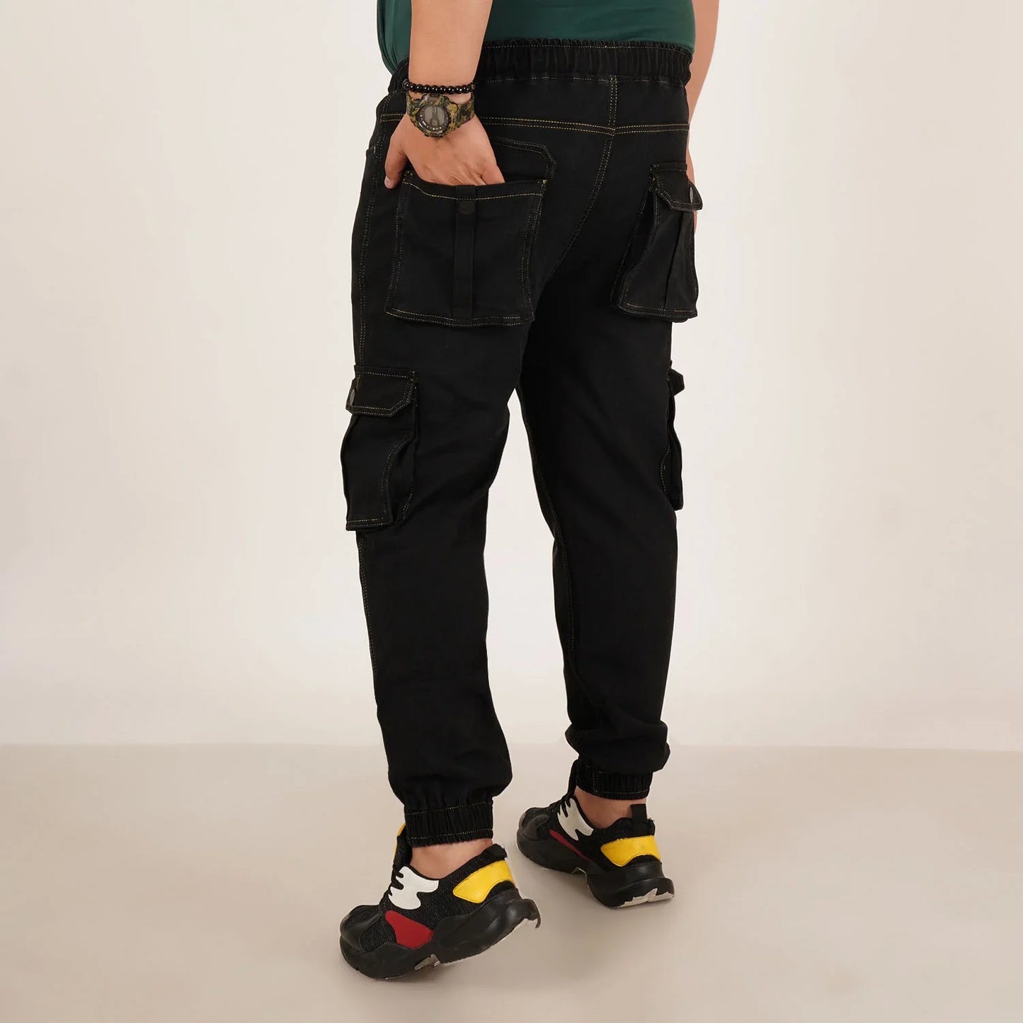 Abfy Zoo Mens Plus Size Loose Fit Black Color Denim Jogger - Style Code "KGDJGR-406053