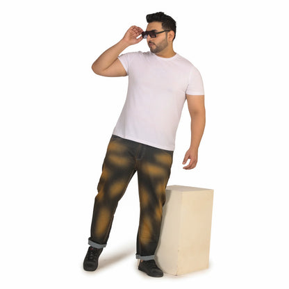 Kagad Men Plus Size Regular Fit Blue Mustard Tint Denim Jeans - Style Code "KGDJN-408001