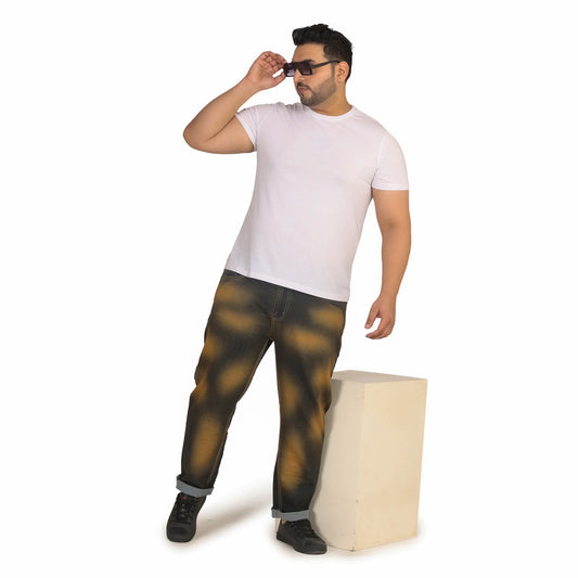 Kagad Men Plus Size Regular Fit Blue Mustard Tint Denim Jeans - Style Code "KGDJN-408001