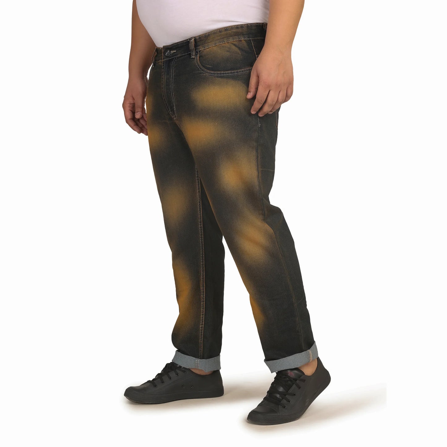 Kagad Men Plus Size Regular Fit Blue Mustard Tint Denim Jeans - Style Code "KGDJN-408001