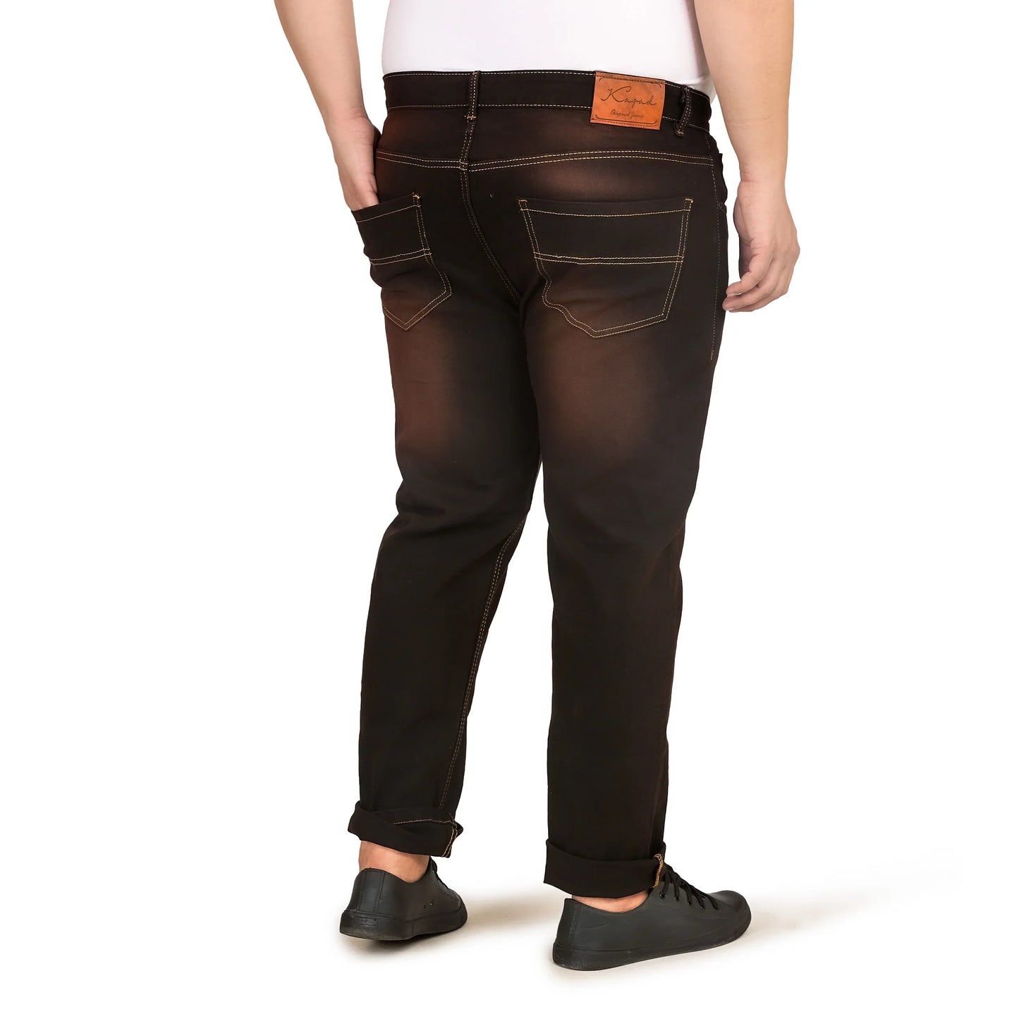 Kagad Men Plus Size Regular Fit Black Copper Tint Denim Jeans - Style Code "KGDJN-408029