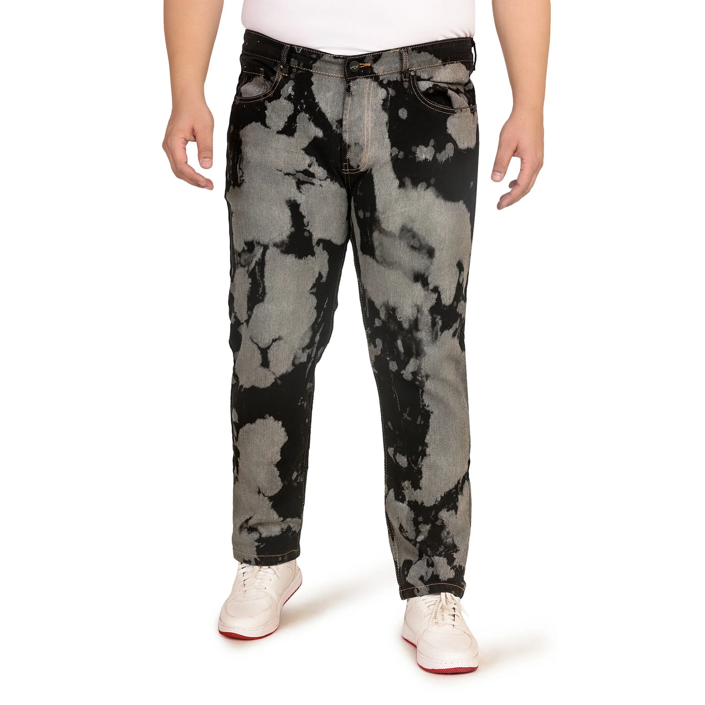 Kagad Men Plus Size Regular Fit Black Grey Print Denim Jeans - Style Code "KGDJN-408028