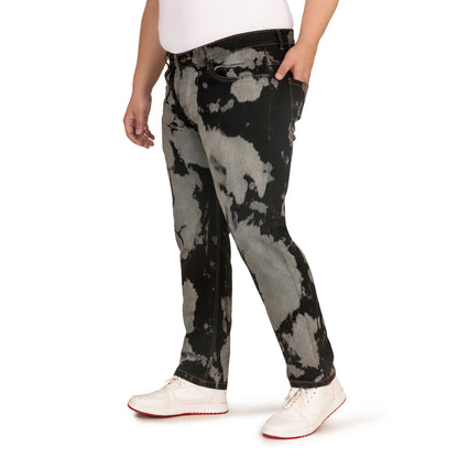 Kagad Men Plus Size Regular Fit Black Grey Print Denim Jeans - Style Code "KGDJN-408028