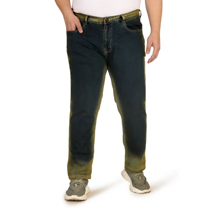 Kagad Men Plus Size Regular Fit Navy Blue Yellow Tint Denim Jeans - Style Code "KGDJN-408025