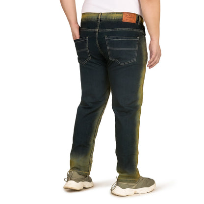 Kagad Men Plus Size Regular Fit Navy Blue Yellow Tint Denim Jeans - Style Code "KGDJN-408025