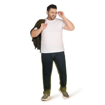 Kagad Men Plus Size Regular Fit Navy Blue Yellow Tint Denim Jeans - Style Code "KGDJN-408025