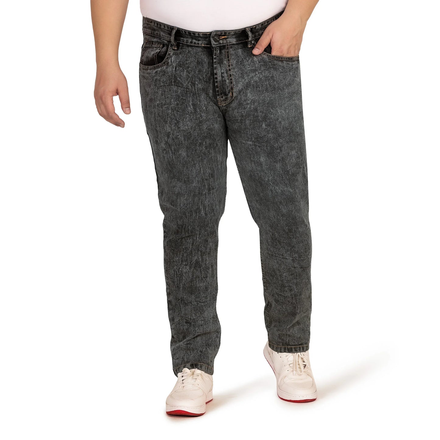 Kagad Men Plus Size Regular Fit Charcoal Textured Denim Jeans - Style Code "KGDJN-408024