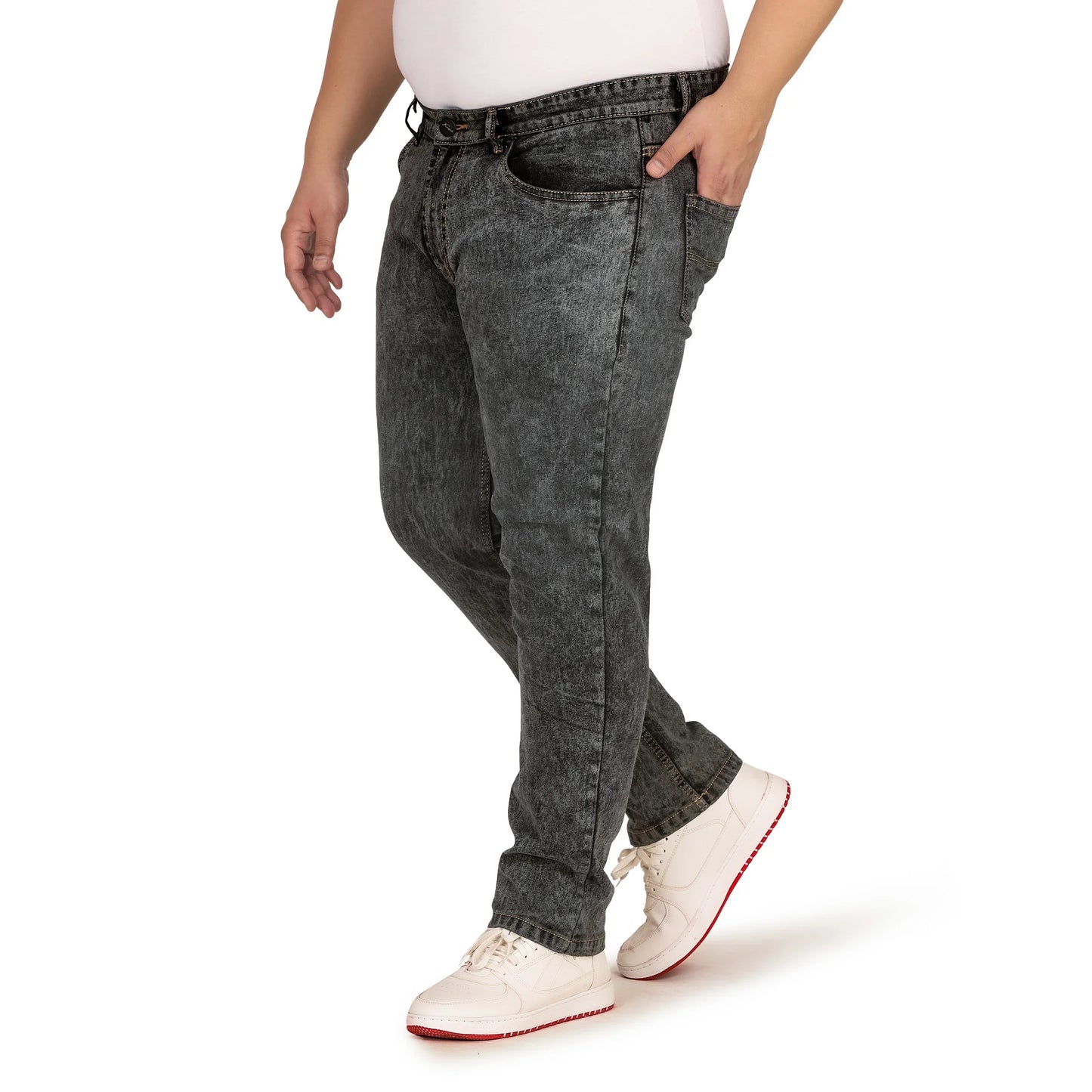 Kagad Men Plus Size Regular Fit Charcoal Textured Denim Jeans - Style Code "KGDJN-408024