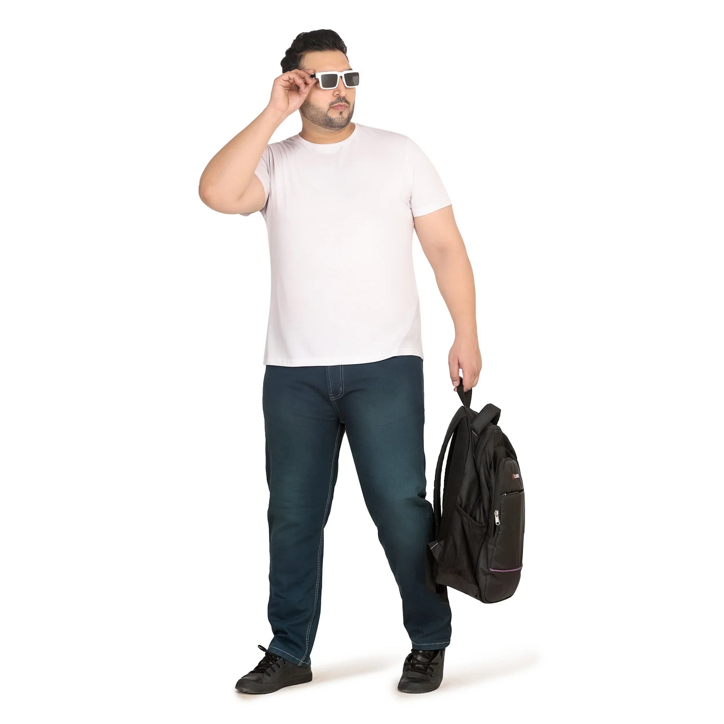 Kagad Men Plus Size Regular Fit Caded Blue Denim Jeans - Style Code "KGDJN-408023