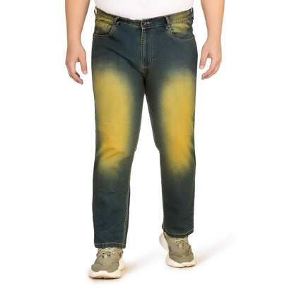 Kagad Men Plus Size Regular Fit Navy Yellow Tint Denim Jeans - Style Code "KGDJN-408022