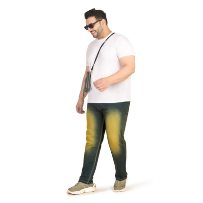 Kagad Men Plus Size Regular Fit Navy Yellow Tint Denim Jeans - Style Code "KGDJN-408022