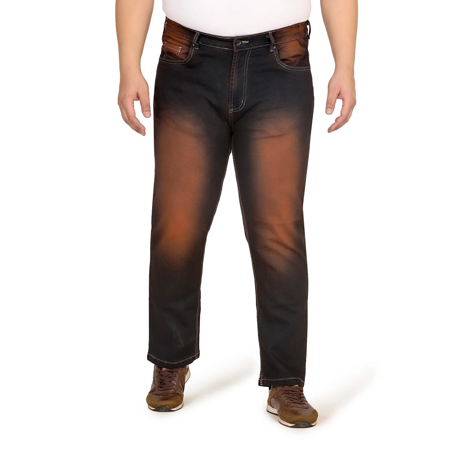 Kagad Men Plus Size Regular Fit Black Copper Tinted Denim Jeans - Style Code "KGDJN-408020