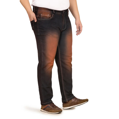 Kagad Men Plus Size Regular Fit Black Copper Tinted Denim Jeans - Style Code "KGDJN-408020