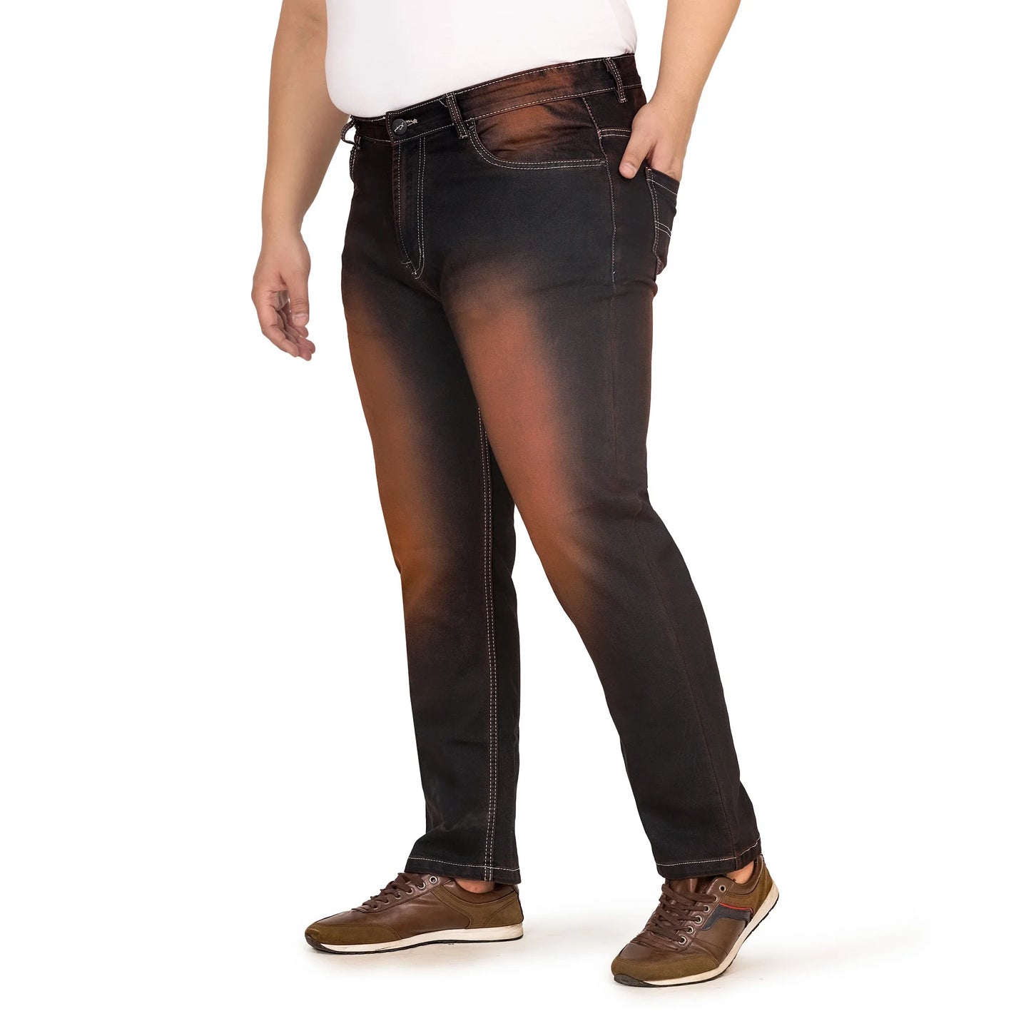 Kagad Men Plus Size Regular Fit Black Copper Tinted Denim Jeans - Style Code "KGDJN-408020