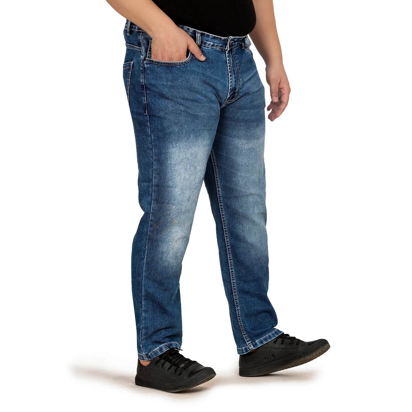Kagad Men Plus Size Regular Fit Mid Blue Denim Jeans - Style Code "KGDJN-408014