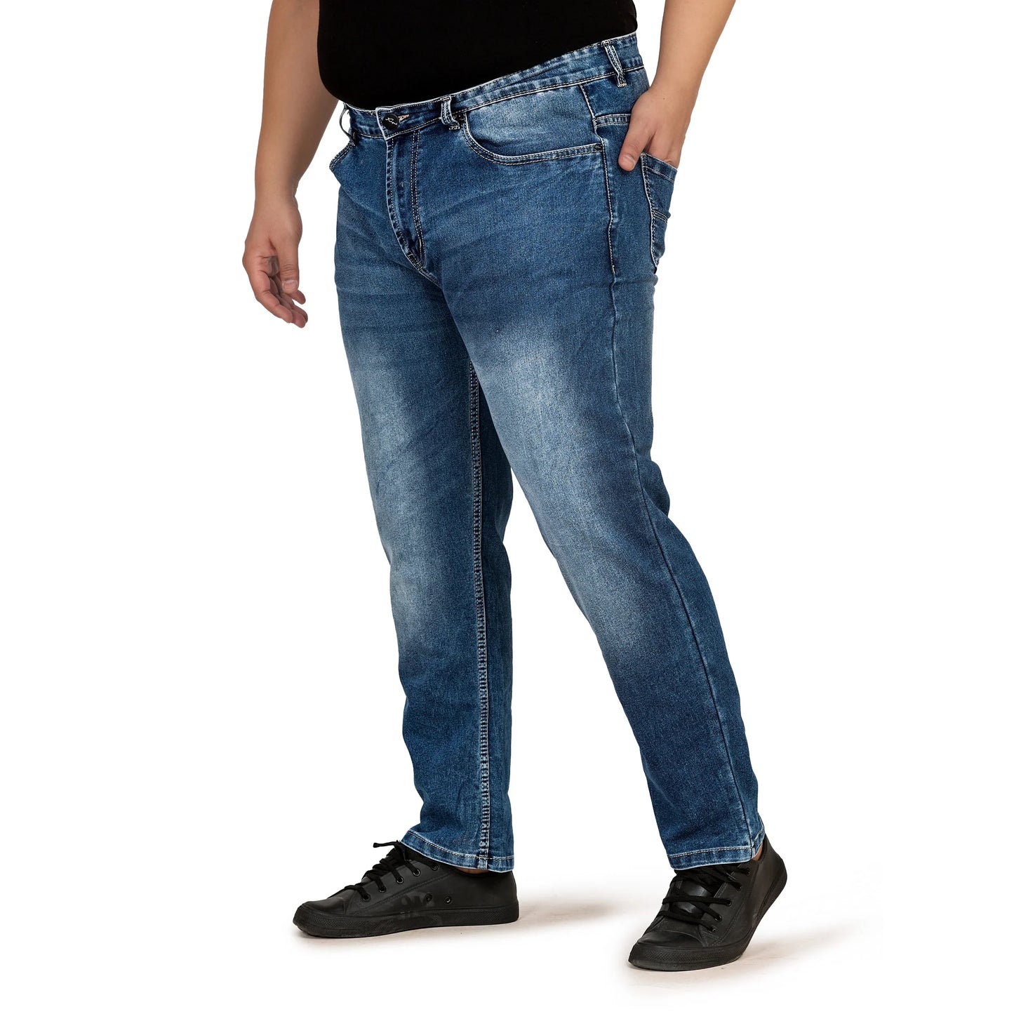 Kagad Men Plus Size Regular Fit Mid Blue Denim Jeans - Style Code "KGDJN-408014