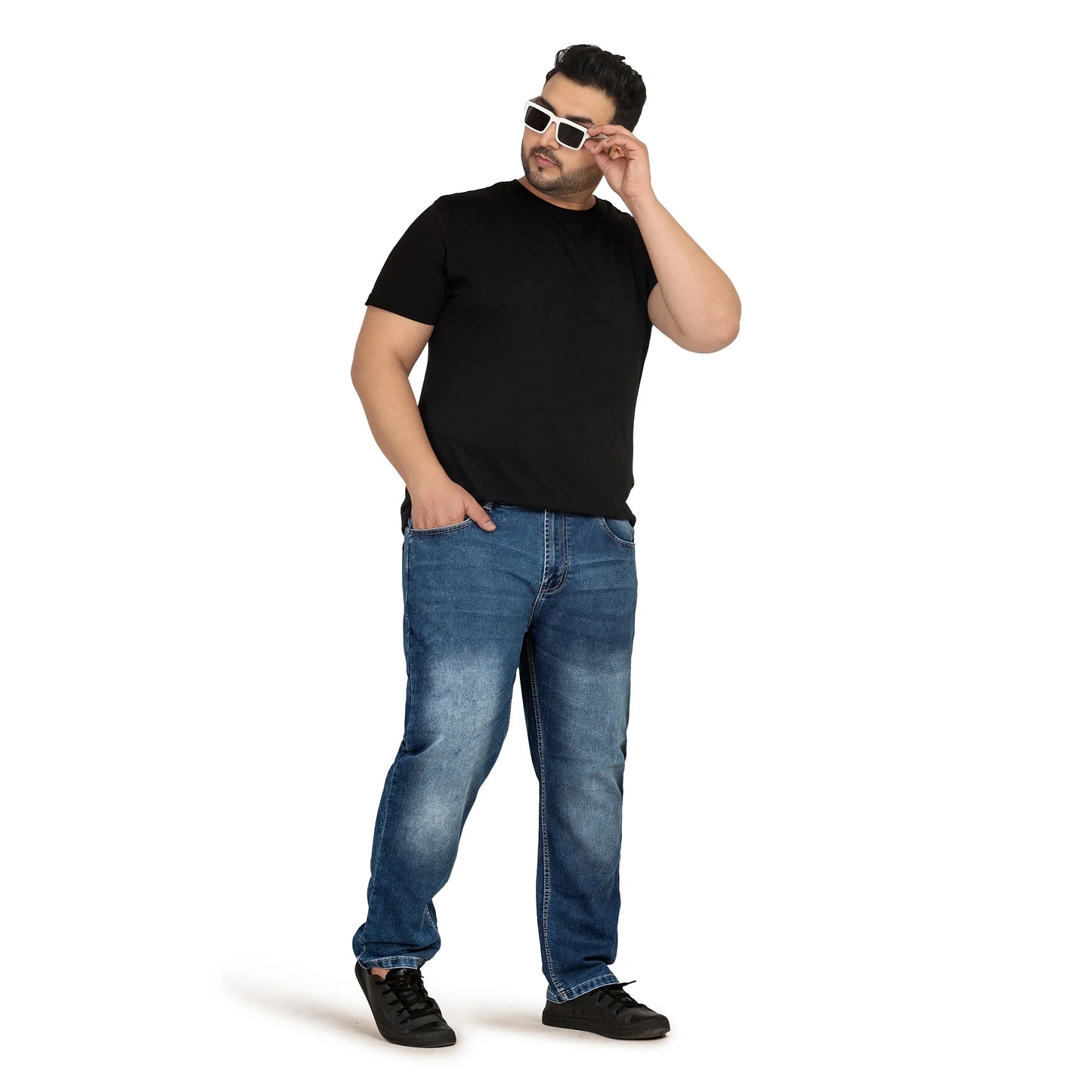 Kagad Men Plus Size Regular Fit Mid Blue Denim Jeans - Style Code "KGDJN-408014