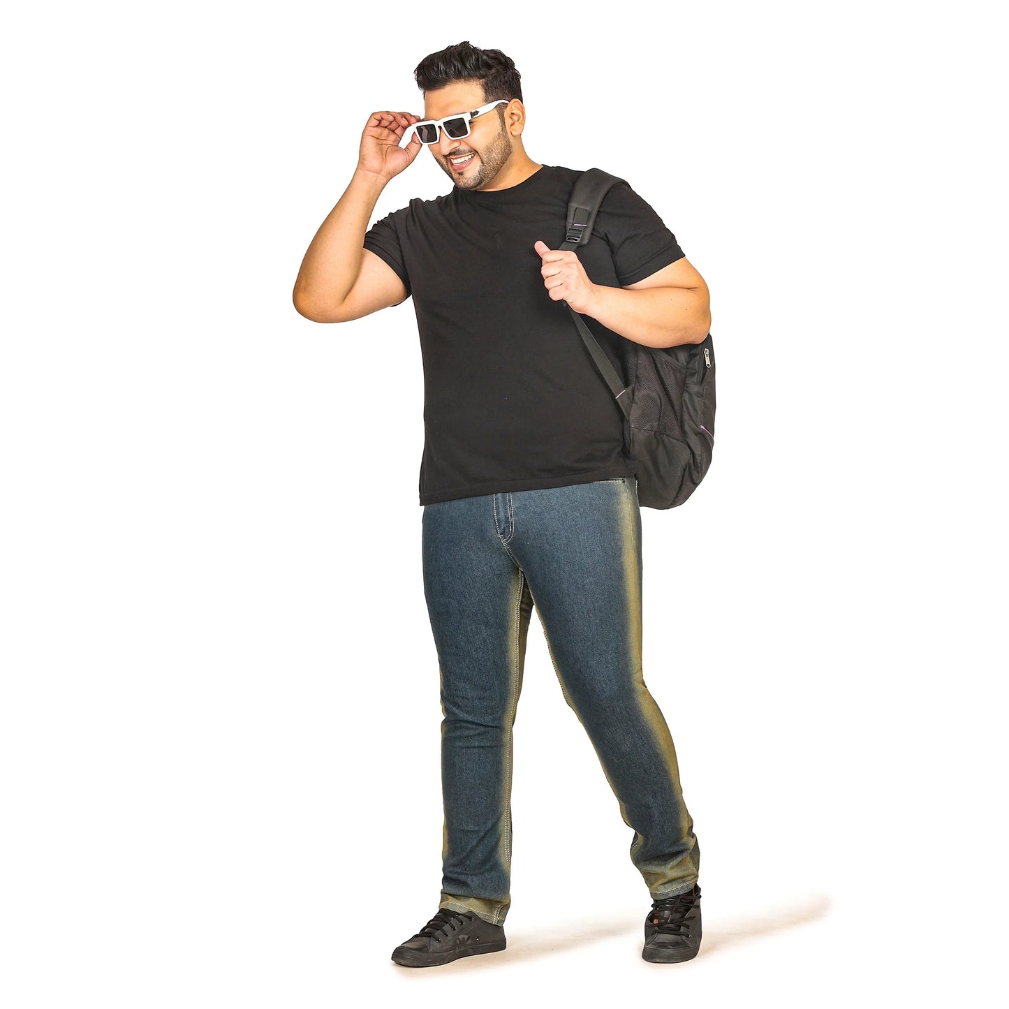 Kagad Men Plus Size Regular Fit Navy Yellow Tint Denim Jeans - Style Code "KGDJN-408008