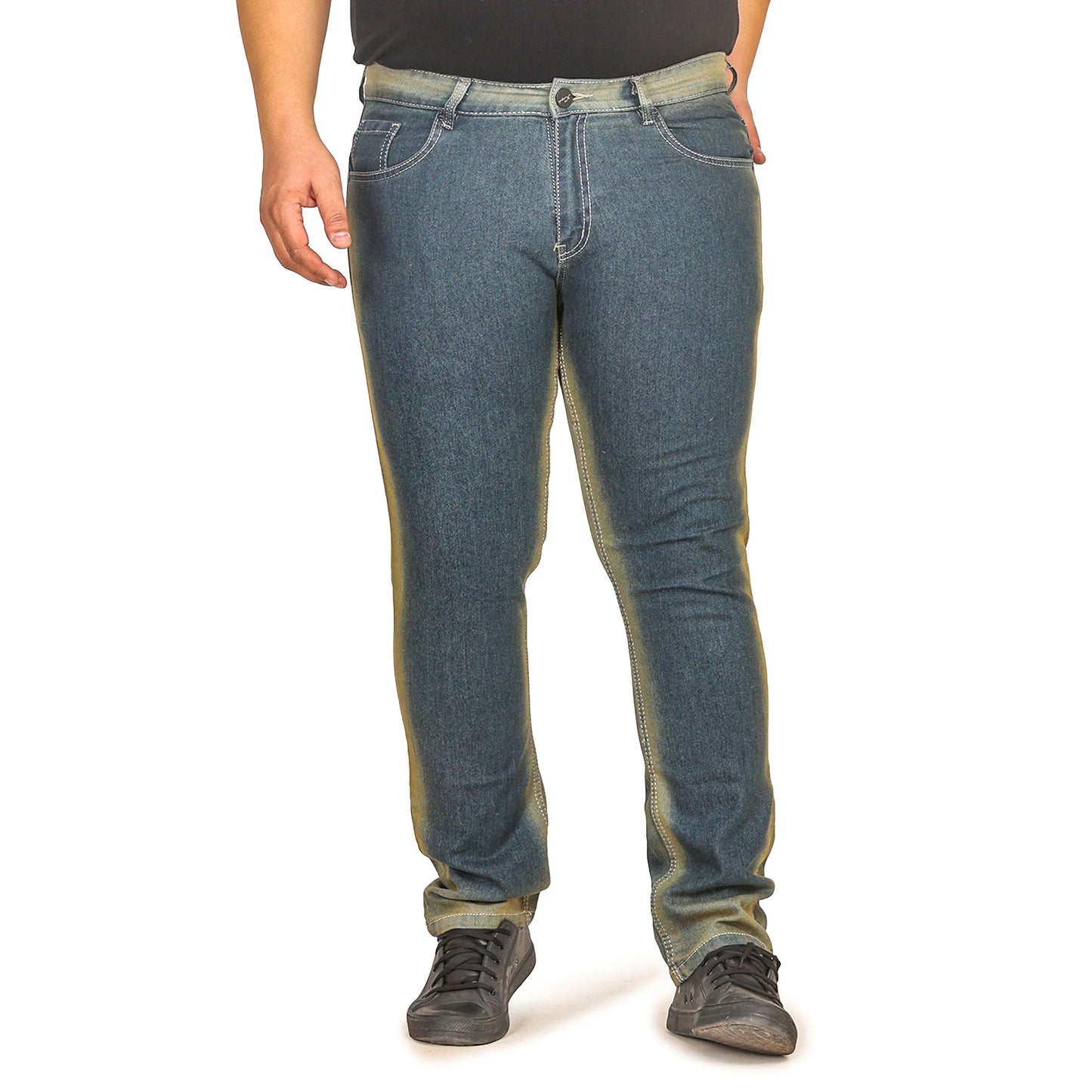 Kagad Men Plus Size Regular Fit Navy Yellow Tint Denim Jeans - Style Code "KGDJN-408008