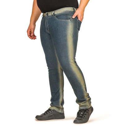 Kagad Men Plus Size Regular Fit Navy Yellow Tint Denim Jeans - Style Code "KGDJN-408008