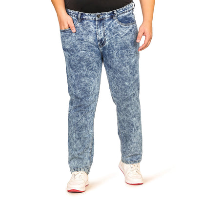 Kagad Men Plus Size Regular Fit Mid Blue Ice Washed Denim Jeans - Style Code "KGDJN-408007
