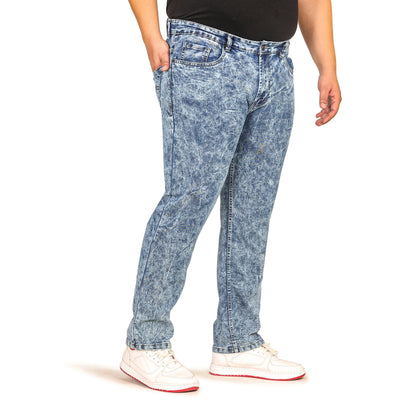 Kagad Men Plus Size Regular Fit Mid Blue Ice Washed Denim Jeans - Style Code "KGDJN-408007