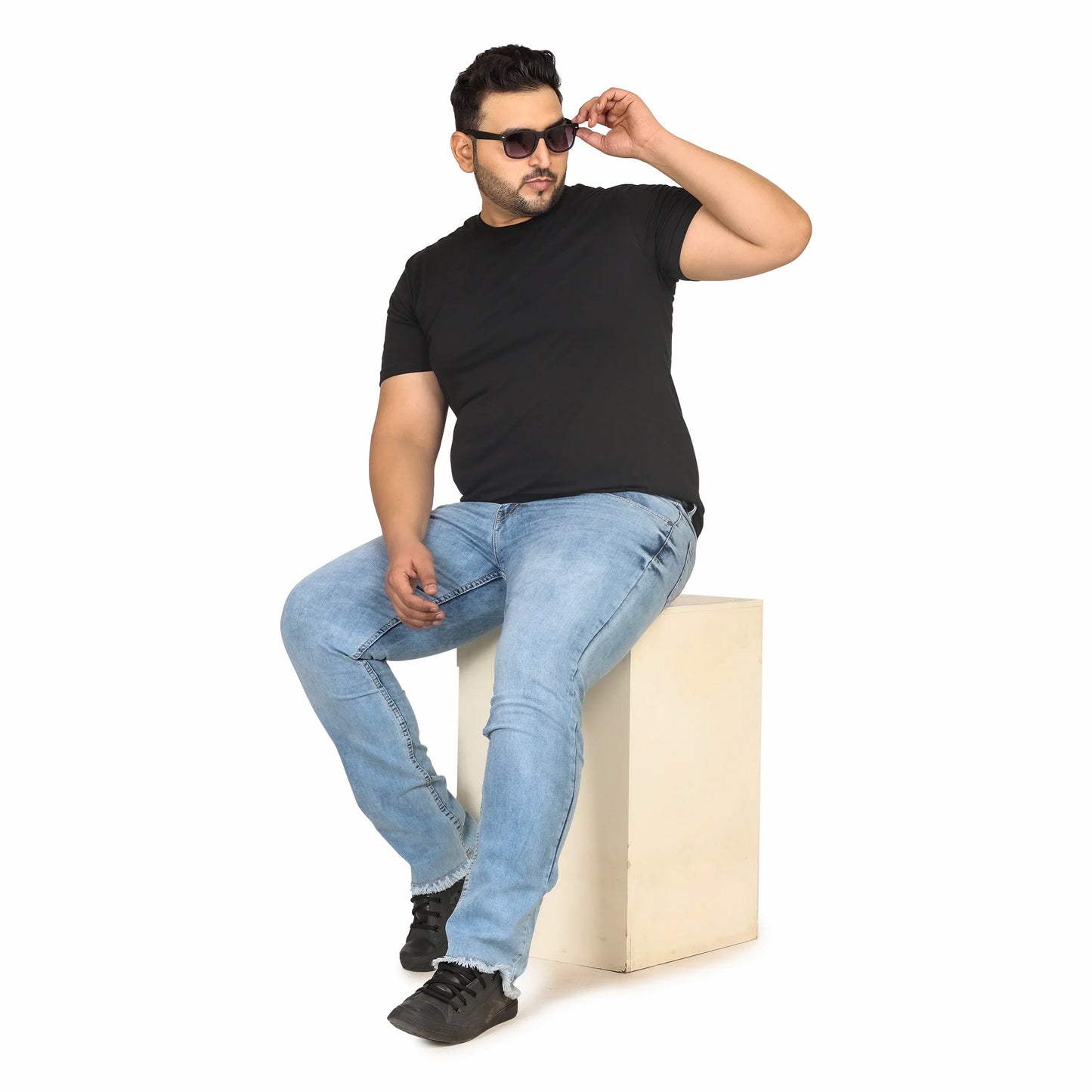 Kagad Men Plus Size Regular Fit Light Blue Denim Jeans - Style Code "KGDJN-408006