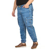 Kagad Jeans Men Regular and Plus Size Cargo Pocket Ice Blue Textured Indigo Denim Jogger - Style Code "KGDJGR-406004