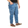 Kagad Jeans Men Regular and Plus Size Cargo Pocket Ice Blue Textured Indigo Denim Jogger - Style Code "KGDJGR-406004