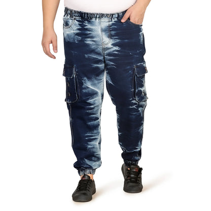 Kagad Men Regular and Plus Size Regular Fit Navy White Color Blast Denim Jeans Jogger - Style Code "KGDJGR-406002