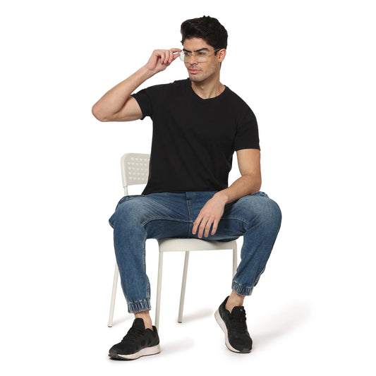 Abfy Zoo Men Regular Fit Ice Blue Denim Jeans Jogger - Style Code "KGDJGR-401003